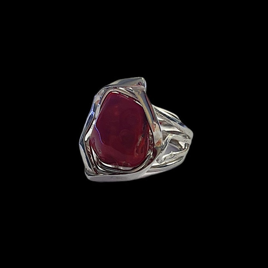 Gioielli Ferraro Gioielli | Anello Argento E Corallo Rosso Sardegna Stone 2