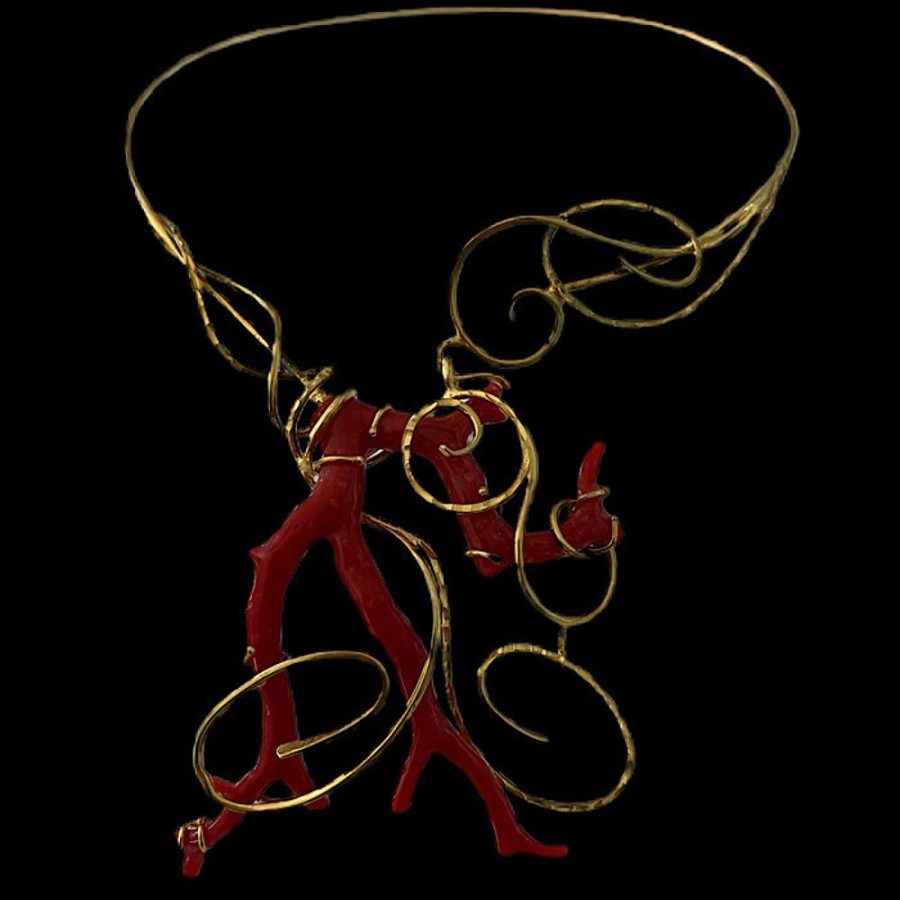 Gioielli Ferraro Gioielli | Collier Corallo Rosso Sardegna Gold Plated