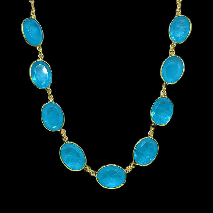 Shop On Line Ferraro Gioielli Collier | Collier Quarzo Azzurro Colori Di Sardegna Chia