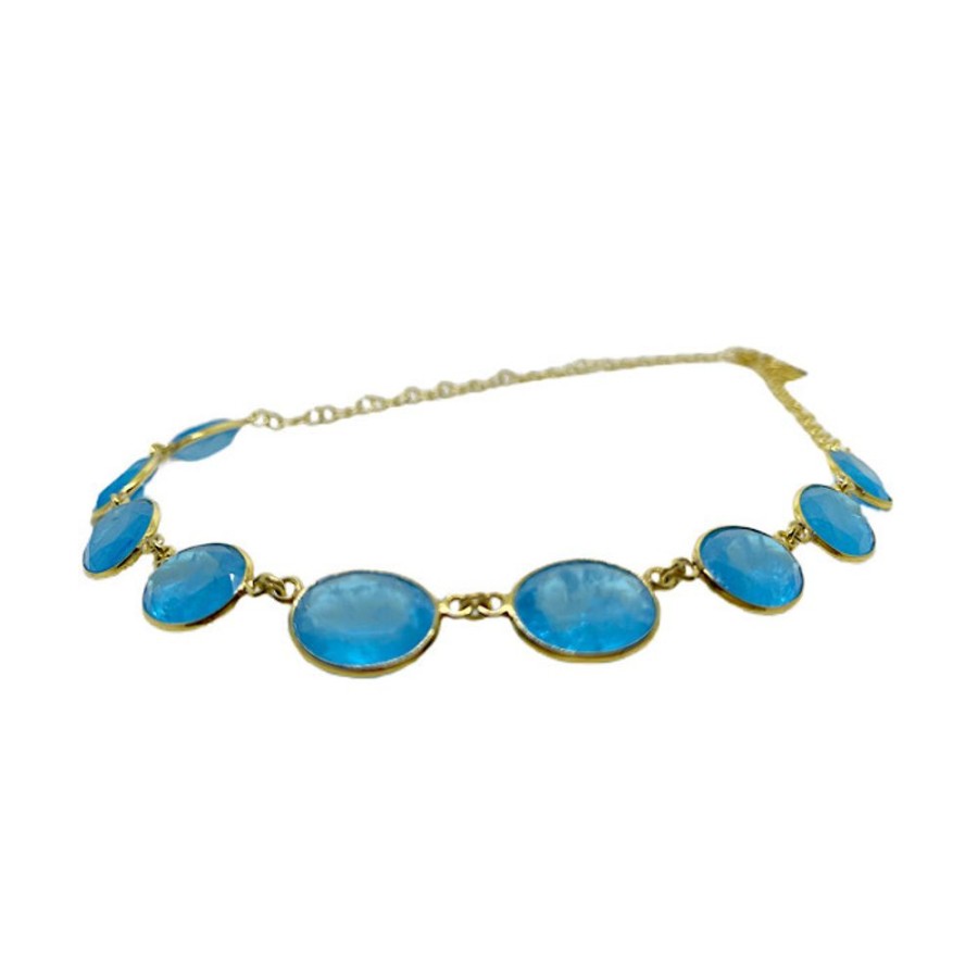 Shop On Line Ferraro Gioielli Collier | Collier Quarzo Azzurro Colori Di Sardegna Chia