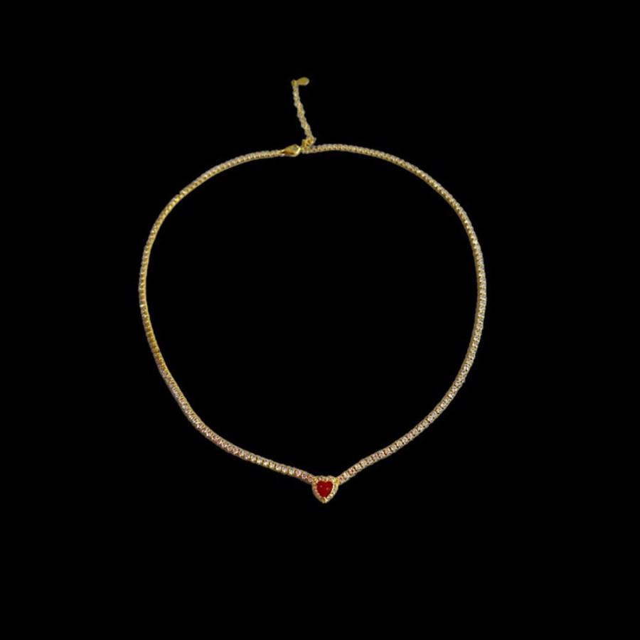 Gioielli Ferraro Gioielli | Collier Tennis Corallo Cuore