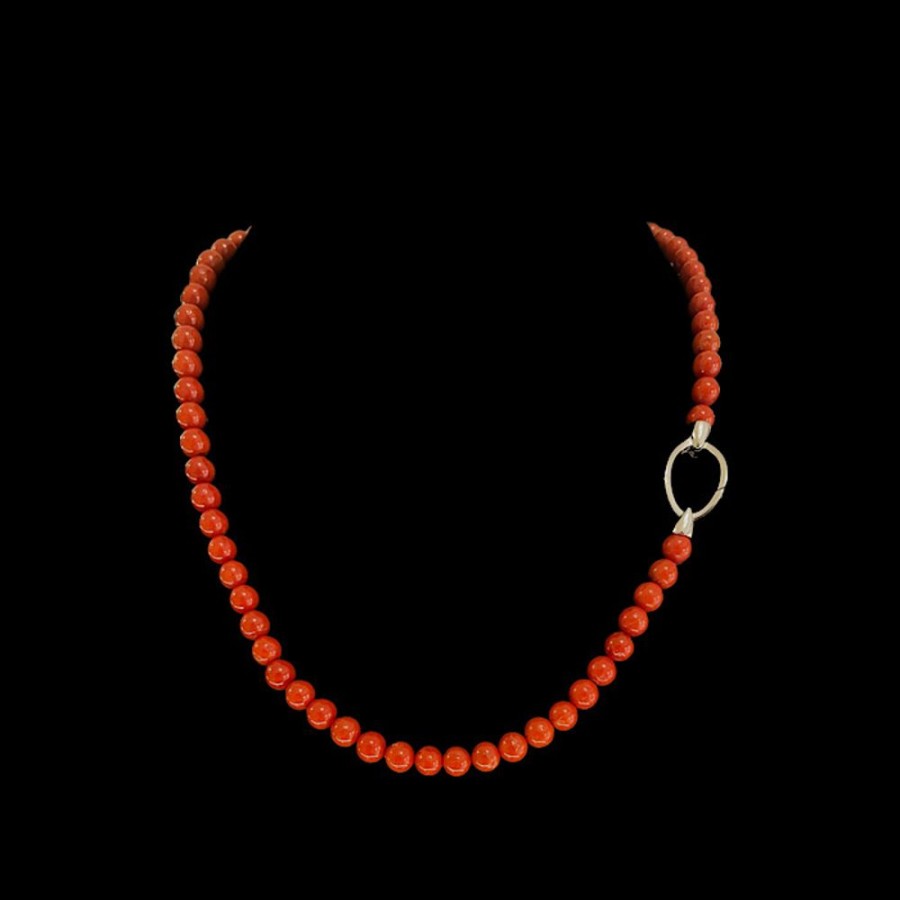 Gioielli Ferraro Gioielli | Collana Corallo Rosso Sardegna Oro Bianco