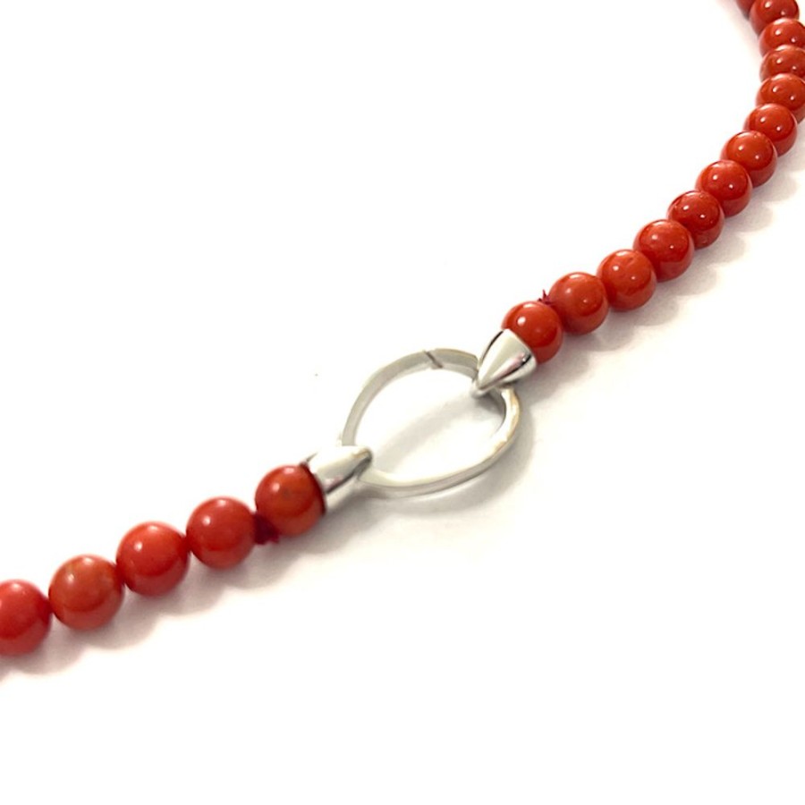 Gioielli Ferraro Gioielli | Collana Corallo Rosso Sardegna Oro Bianco