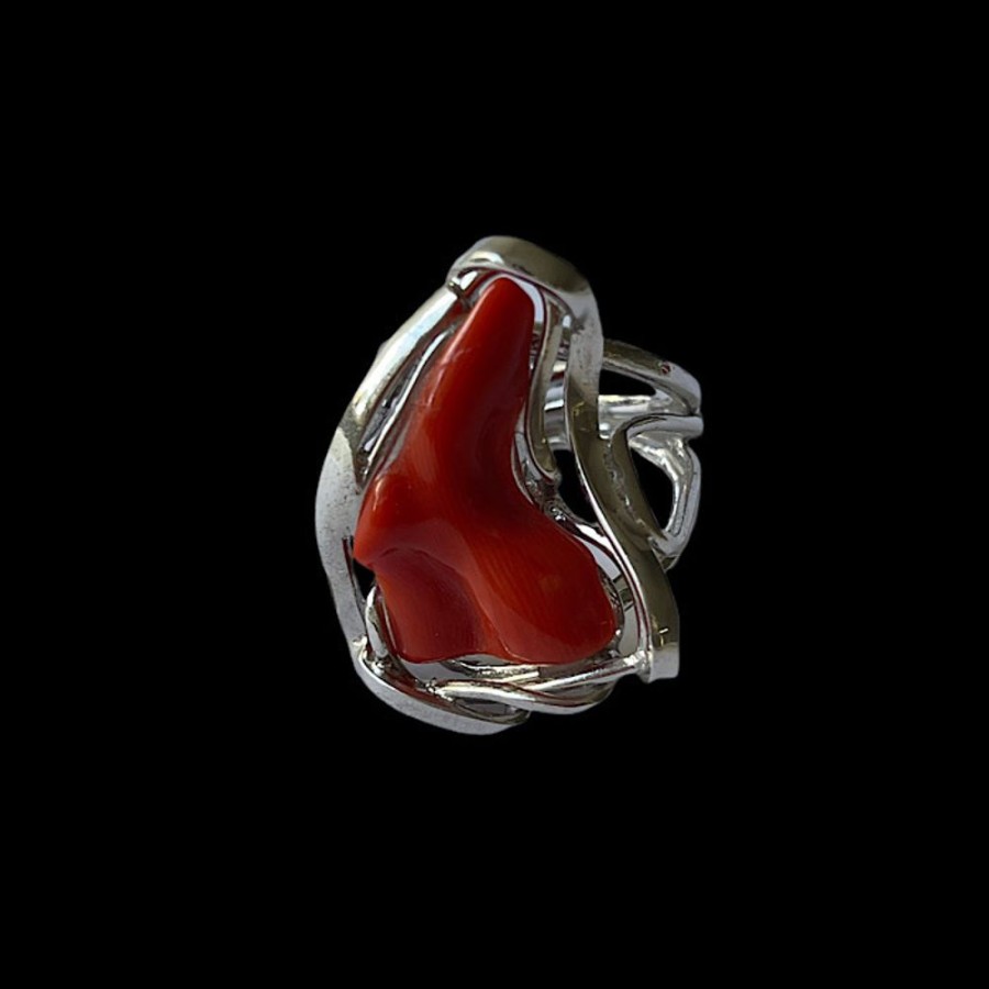 Gioielli Ferraro Gioielli | Anello Corallo Rosso Sardegna E Argento-Stone