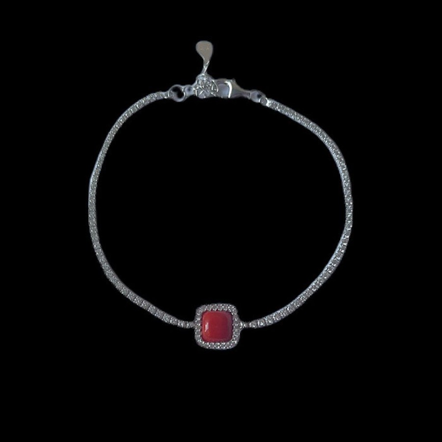 Gioielli Ferraro Gioielli | Bracciale Tennis Corallo Square