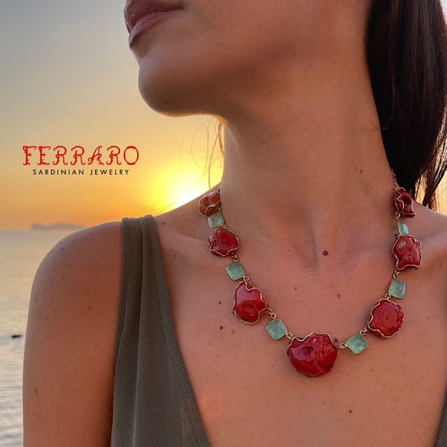 Gioielli Ferraro Gioielli | Collier Corallo Rosso E Quarzi Colori Di Sardegna