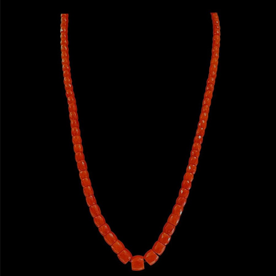 Gioielli Ferraro Gioielli | Collana Corallo Rosso -Barilotto Sfaccettato