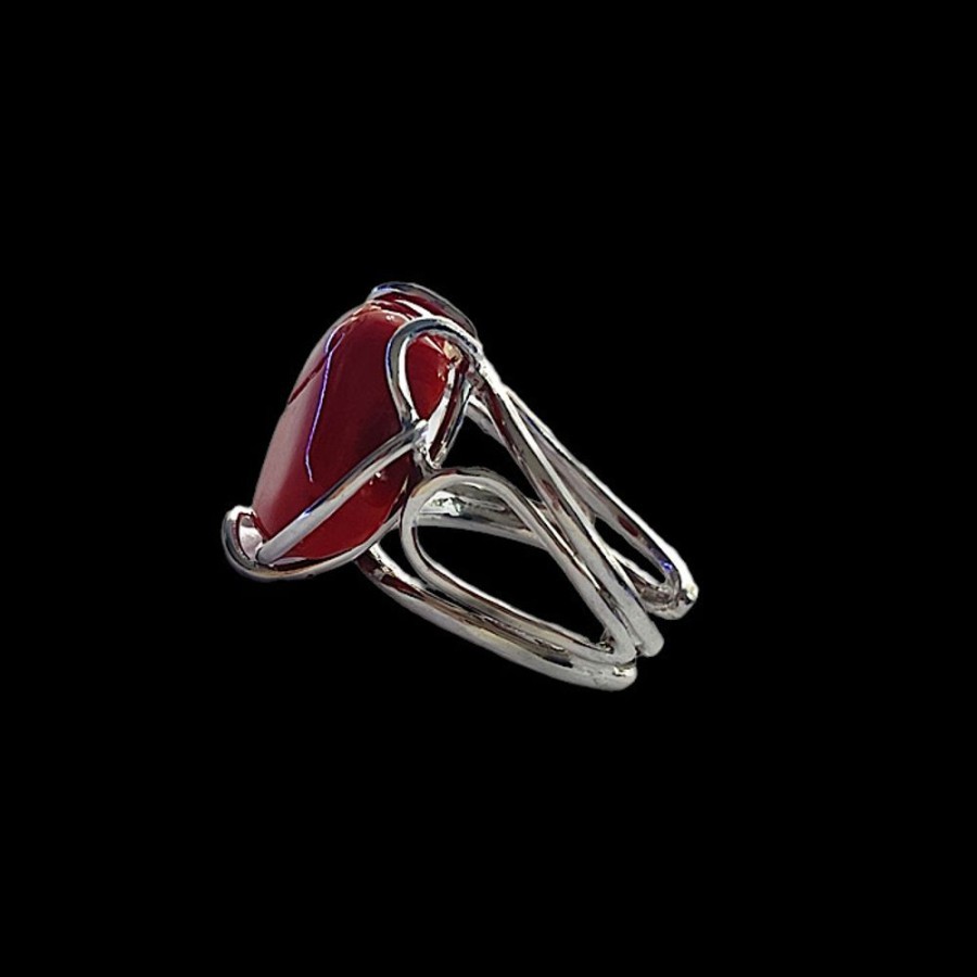 Gioielli Ferraro Gioielli | Anello Argento E Corallo Rosso Sardegna Stone