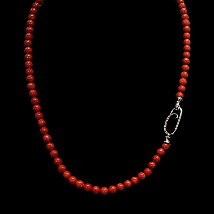 Gioielli Ferraro Gioielli | Collana Corallo Rosso Sardegna E Diamanti