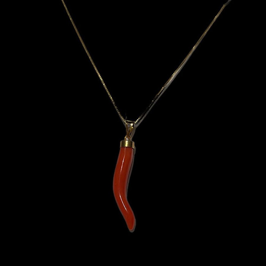 Gioielli Ferraro Gioielli | Collier Unisex Cornetto Corallo Rosso Sardegna