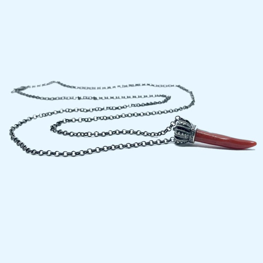 Gioielli Ferraro Gioielli | Collier Unisex Cornetto Corallo Rosso Sardegna