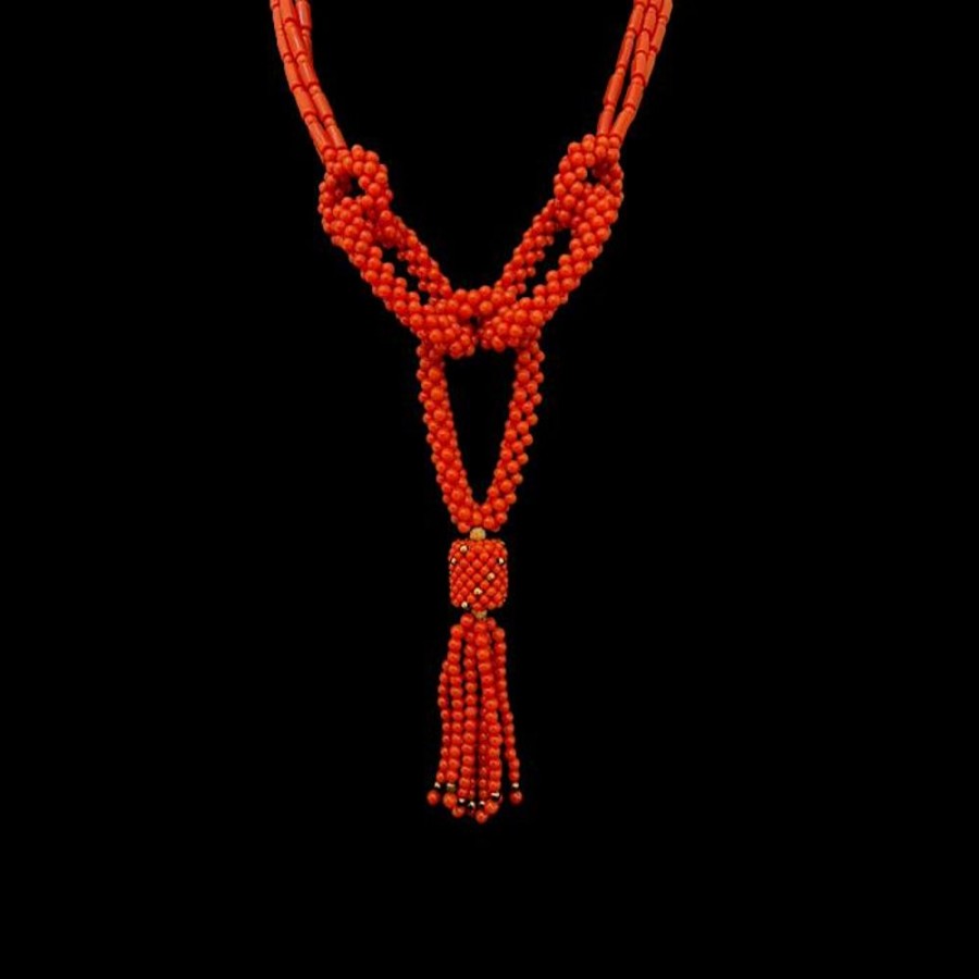 Gioielli Ferraro Gioielli | Collana Corallo Rosso Sardegna Tessito