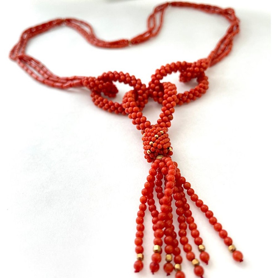 Gioielli Ferraro Gioielli | Collana Corallo Rosso Sardegna Tessito