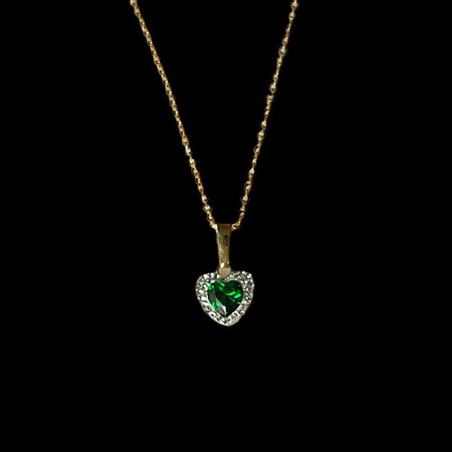 Gioielli Ferraro Gioielli | Collier Oro E Zirconi Joy Green Heart