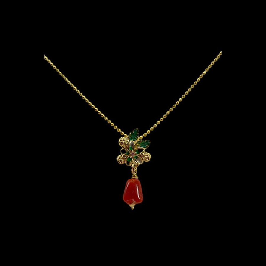 Gioielli Ferraro Gioielli | Collier Corallo E Smalti Fiore