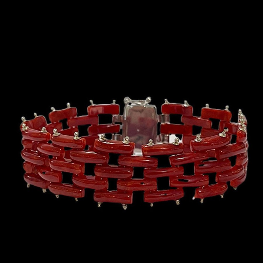 Gioielli Ferraro Gioielli | Bracciale Corallo Rosso Sardegna Telaio