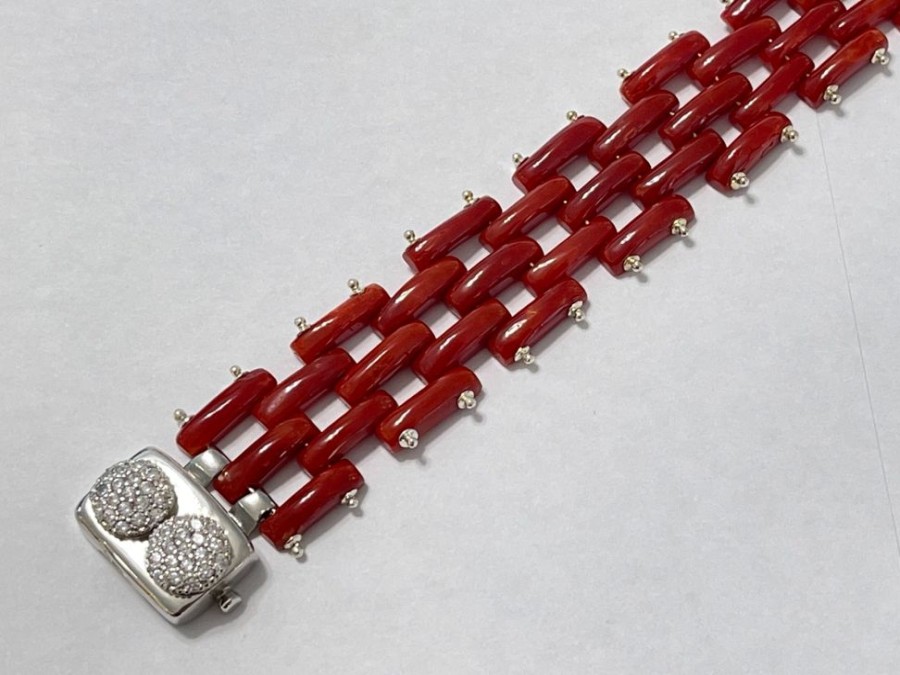 Gioielli Ferraro Gioielli | Bracciale Corallo Rosso Sardegna Telaio