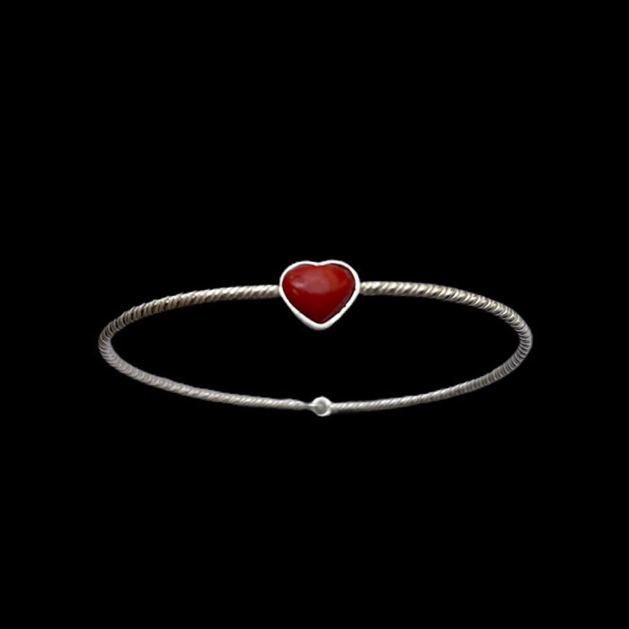 Gioielli Ferraro Gioielli | Bracciale Bangle Corallo E Filigrana Argento Cuore