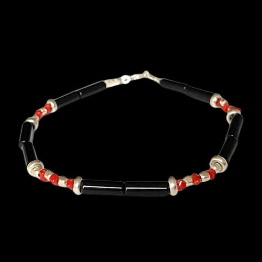 Gioielli Ferraro Gioielli | Bracciale Uomo Onice Argento Corallo