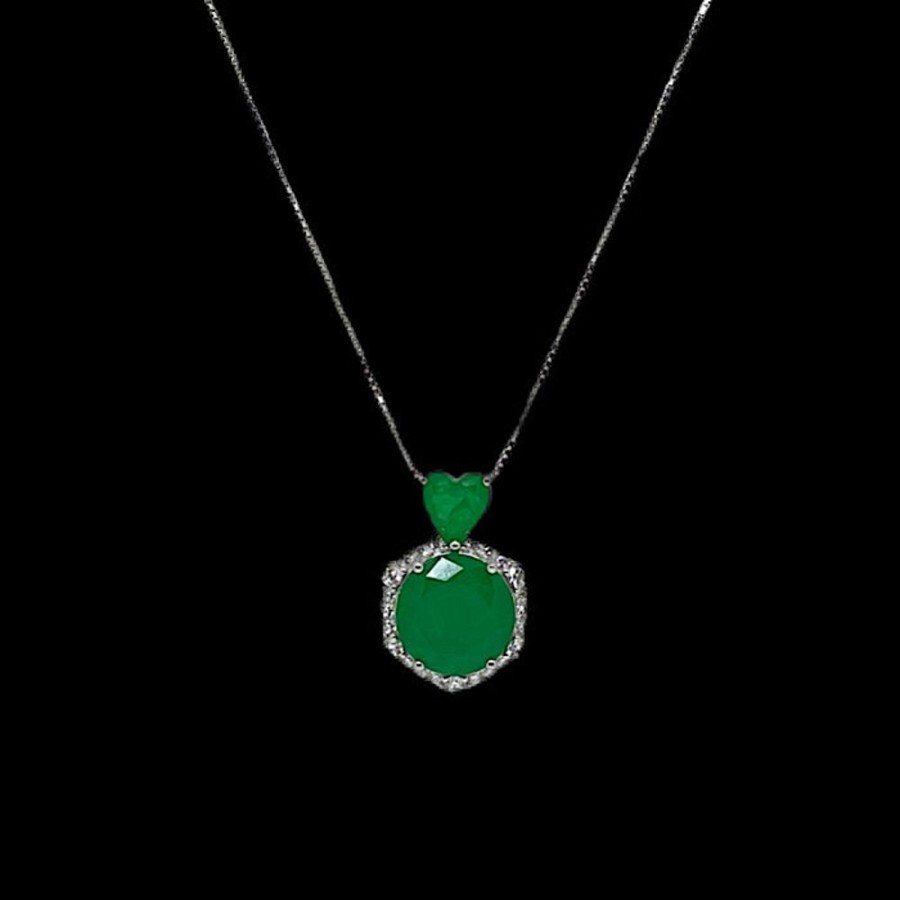 Shop On Line Ferraro Gioielli Collier | Collier Argento Quarzo E Zirconi Shine Green