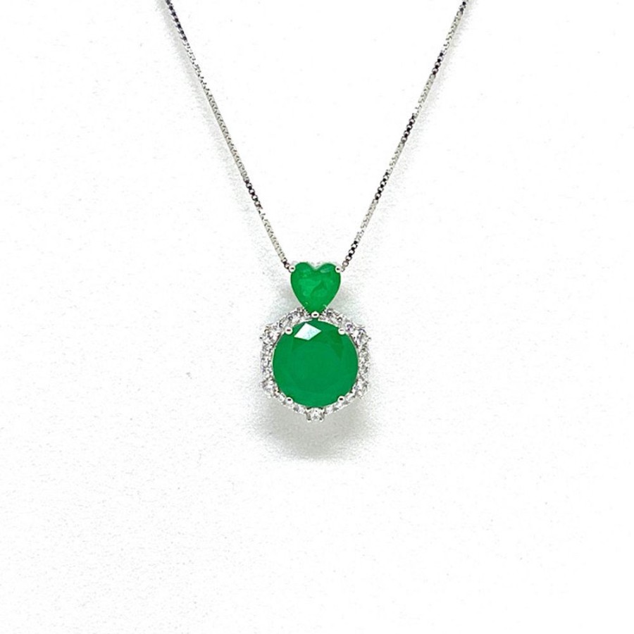 Shop On Line Ferraro Gioielli Collier | Collier Argento Quarzo E Zirconi Shine Green