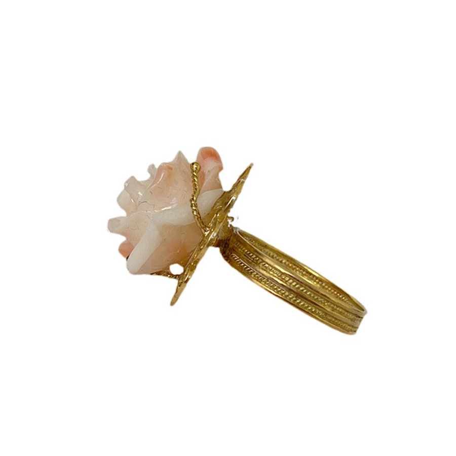 Gioielli Ferraro Gioielli | Anello Filigrana Oro E Corallo Rosa