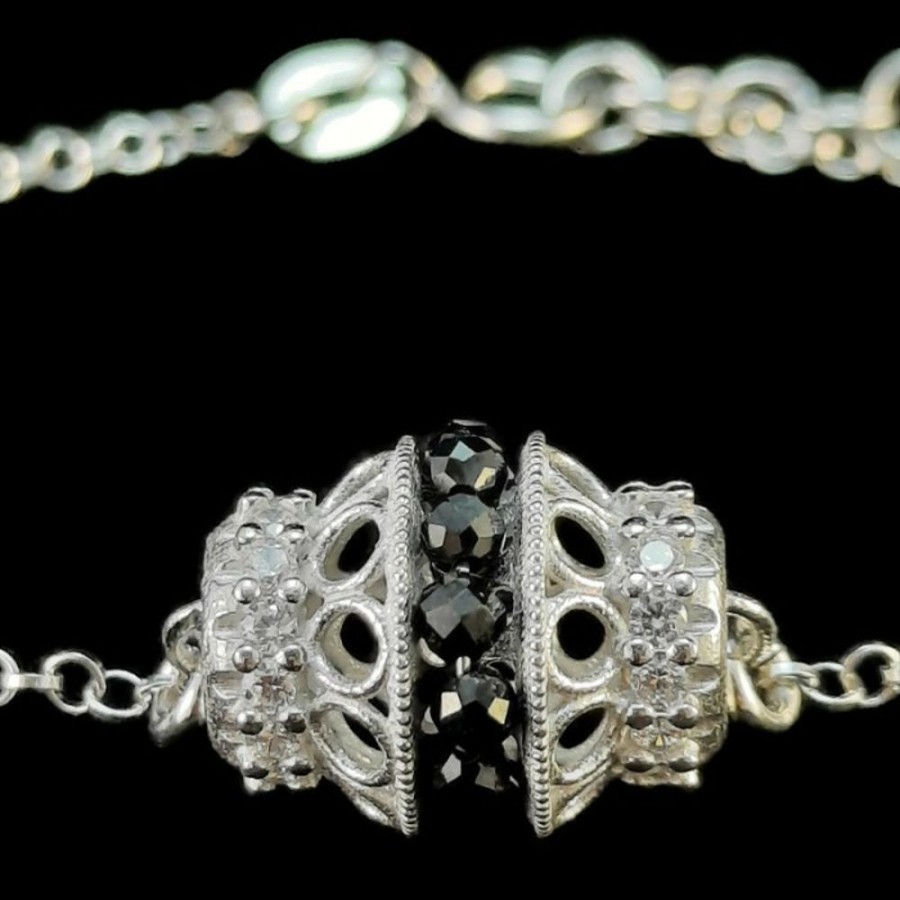 Gioielli Ferraro Gioielli | Bracciale Argento Onice E Zirconi Collezione Baroque