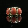 Gioielli Ferraro Gioielli | Anello Tris Cabochon Corallo Rosso Sardegna E Oro