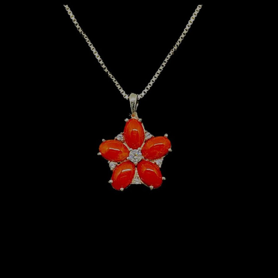 Gioielli Ferraro Gioielli | Collier Fiore Corallo E Argento