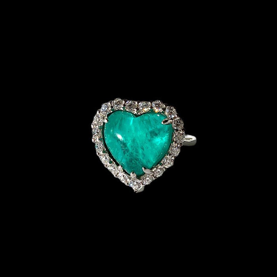 Shop On Line Ferraro Gioielli Anelli | Anello Cuore Quarzo E Zirconi Green Heart