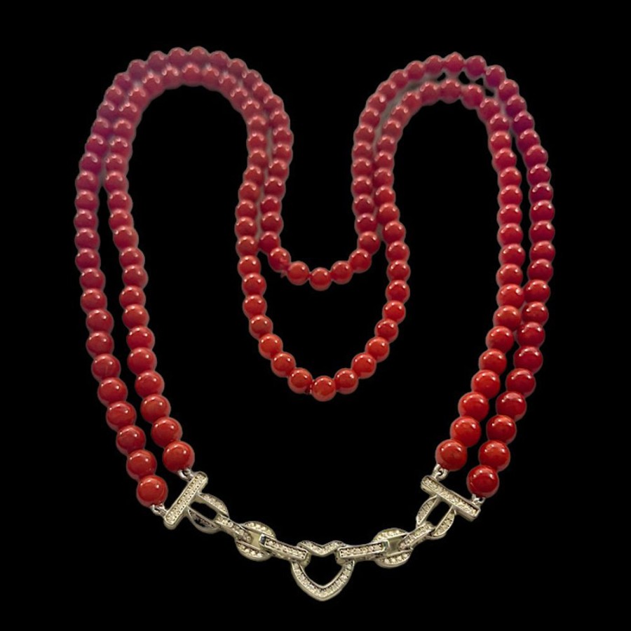 Gioielli Ferraro Gioielli | Collana Corallo Rosso Sardegna 2 Fili