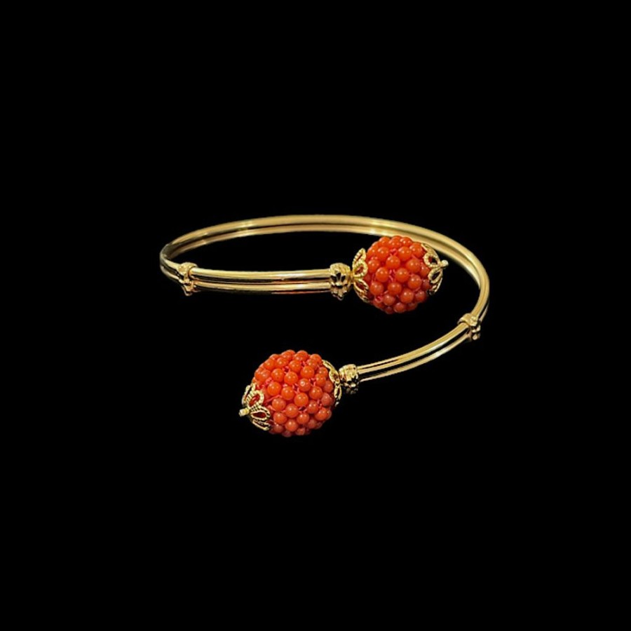 Gioielli Ferraro Gioielli | Bracciale Corallo Rosso Contrarie Gold Plated