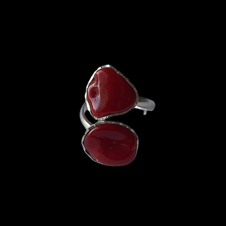 Gioielli Ferraro Gioielli | Anello Corallo Rosso Sardegna E Argento Contrarie