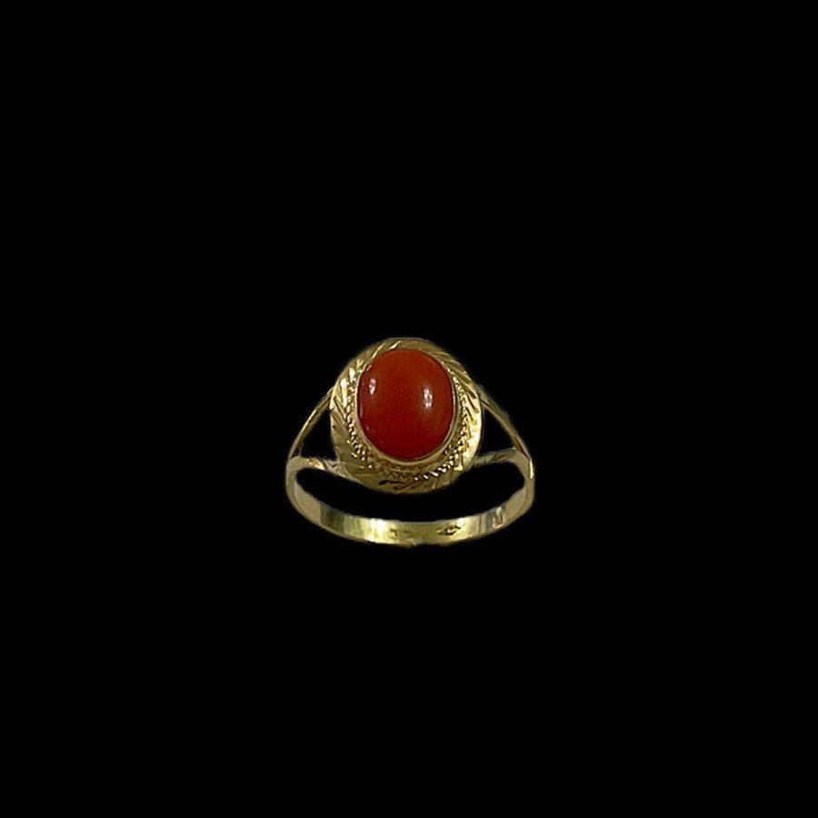 Gioielli Ferraro Gioielli | Anello Corallo Rosso Sardegna E Oro Classic