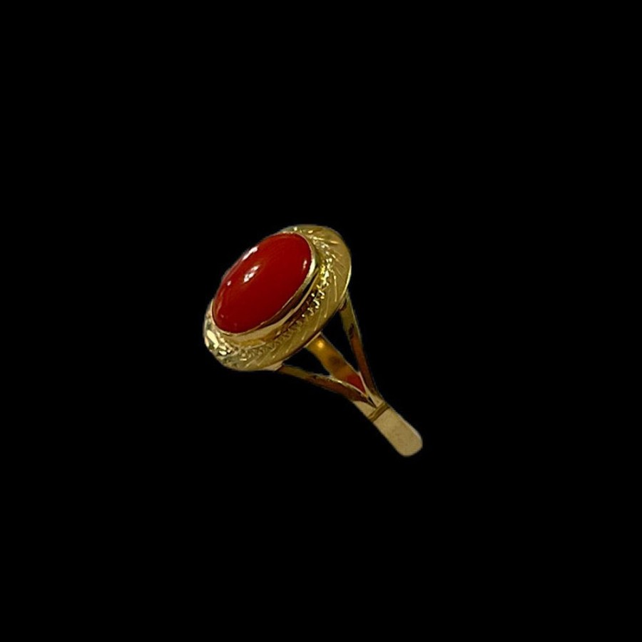 Gioielli Ferraro Gioielli | Anello Corallo Rosso Sardegna E Oro Classic